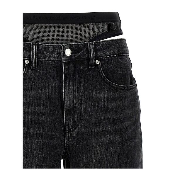 Denim X Alexander Wang Women 'Slit Hem Prestyle Hotfix Mesh Undie' Jeans